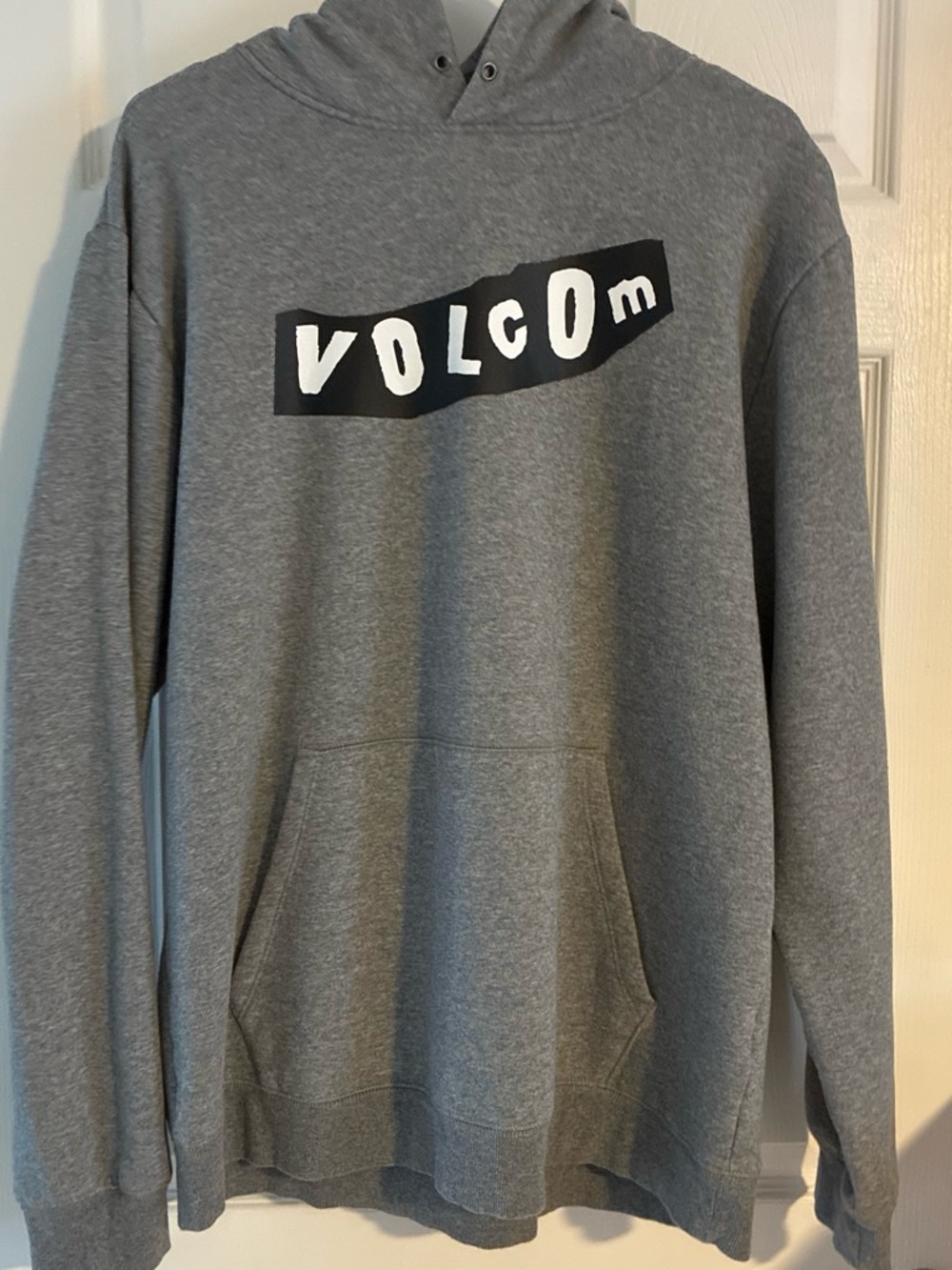 Volcom Gray Pullover Hoodie with Black-and-White Logo